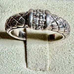 SCOTT KAY 925 SILVER QUILTED DIAMOND RING SIZE 7 #45